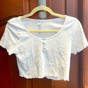 Nordstrom BP lettuce trim white crop top